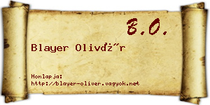 Blayer Olivér névjegykártya